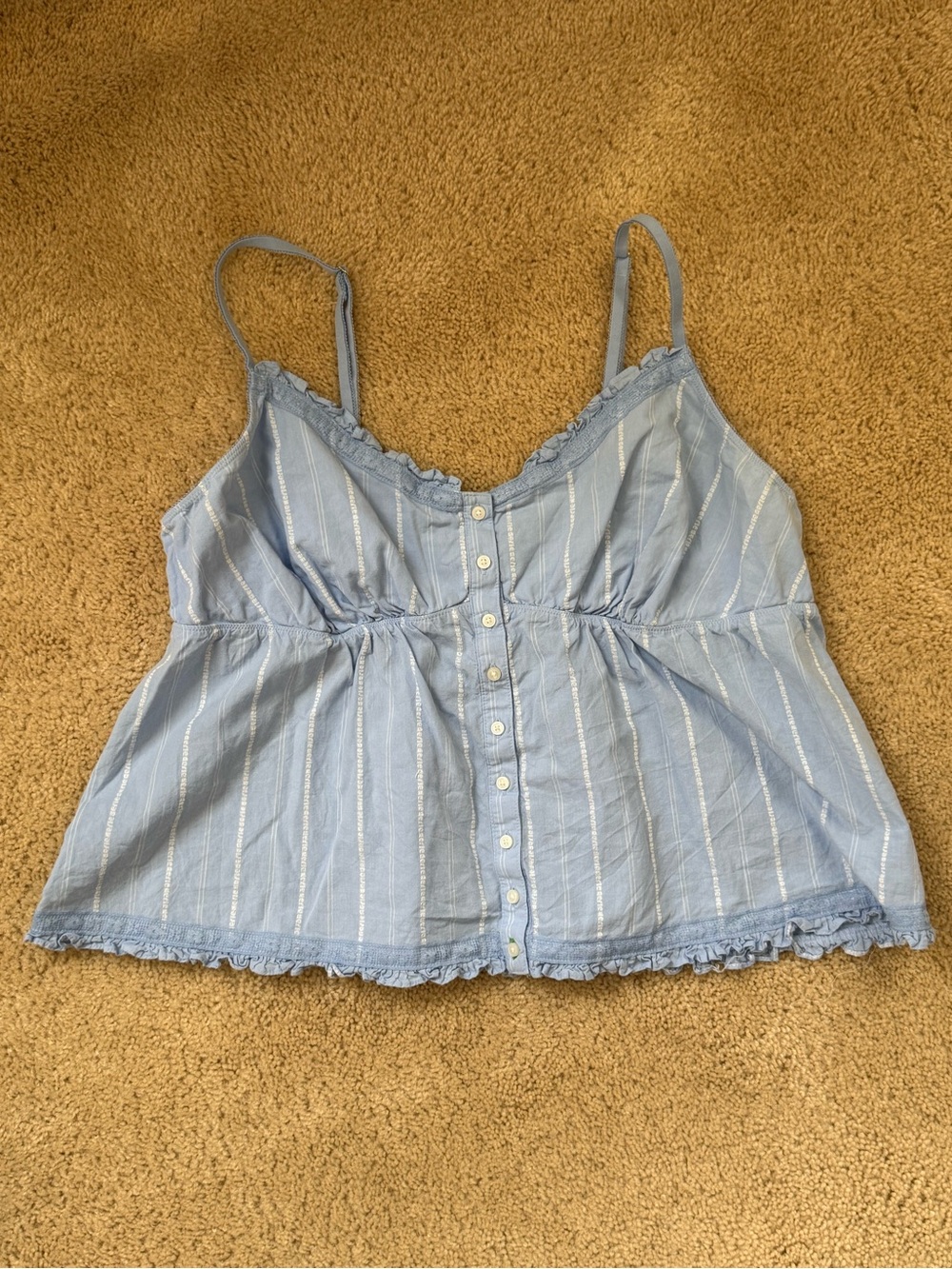 aerie Light Blue Striped Button-Front Cami